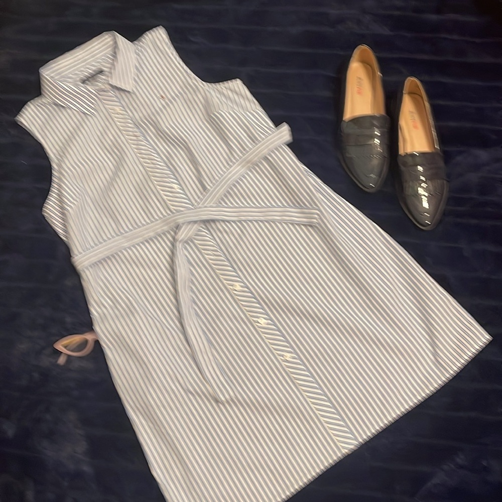 NWT Tommy Hilfiger Blue & White Striped Shirt Dress - Picture 12 of 15